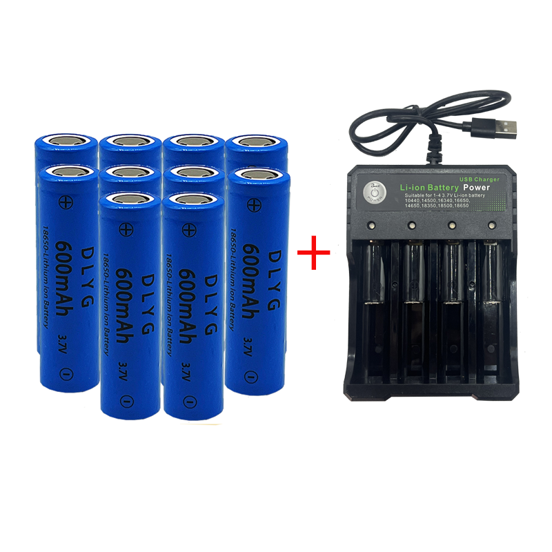 Batterie rechargeable 18650 3,7 V 18650 600 mAh Capacité Li-ion Batterie rechargeable pour lampe de poche Torche Batterie + chargeur_voghion.com