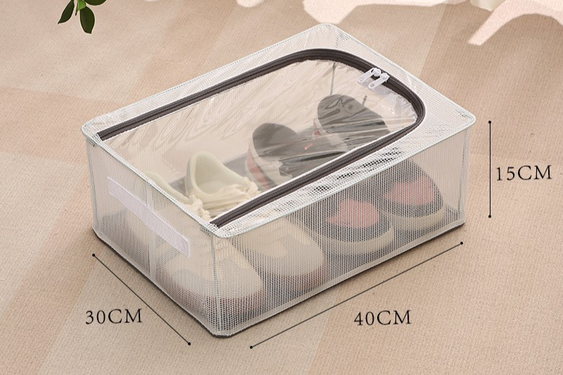 Family Organizer Underbed No Assembly Foldable Clear Shoe Boxes Dustproof Space-Saving Design For Dorm/Apartment_voghion.com