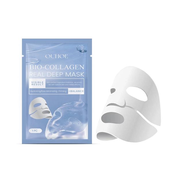 OUHOE Bio-Collagen Real Deep Mask, It Moisturizes Moisturizing Anti-Wrinkle Fade Out Fine Lines Smooth White Chun Water Skin Mask_voghion.com