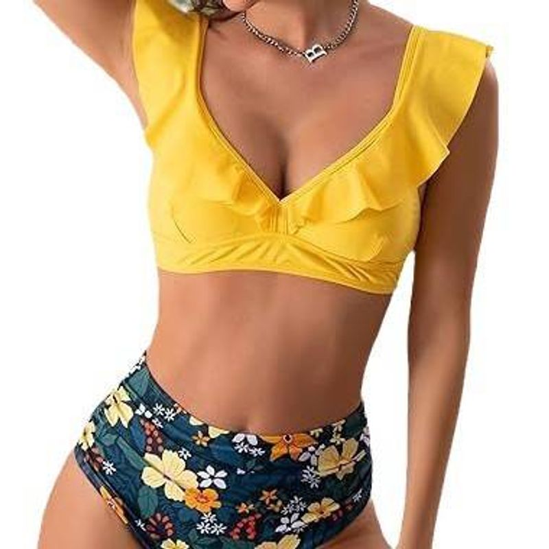 Traje de baño de playa para mujer, bikini sexy con volantes pequeños y frescos_voghion.com