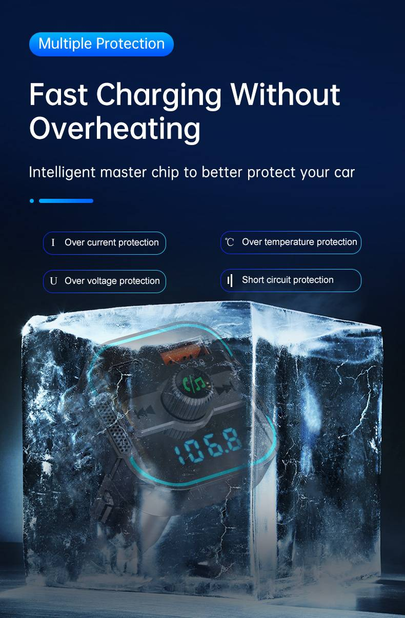 BC47 Car Bluetooth Adapter - Fast Charging, CVC Noise Cancelling, Universal Compatibility_voghion.com