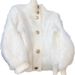 "Women's White Faux Mink Fur Cardigan Sweater - Cozy Oversized Knit Open Front Coat With Stand Collar, Long Sleeves, Button Detail (One Size,_voghion.com