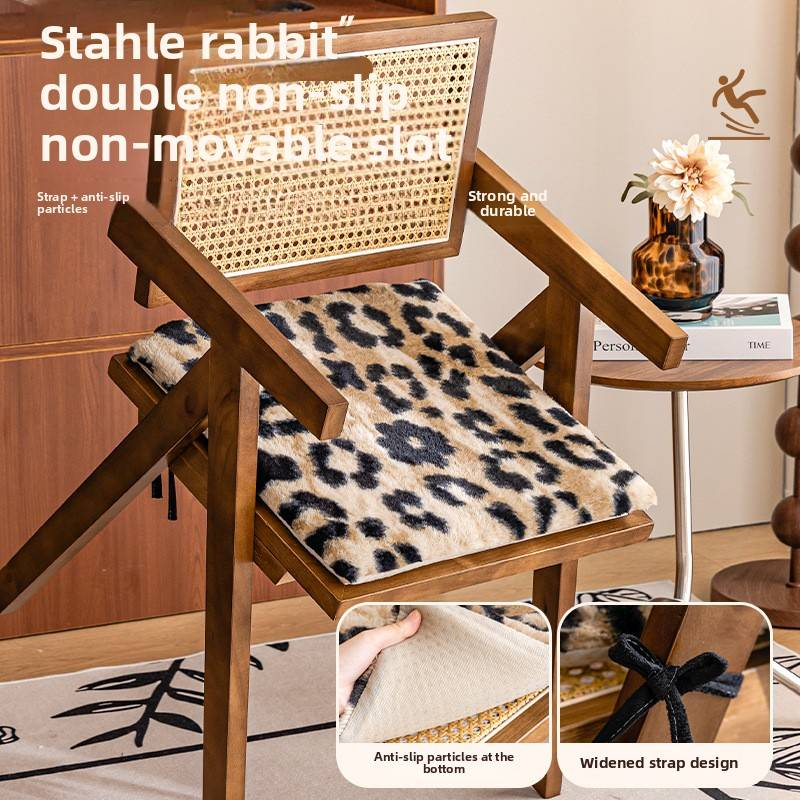 Cojín de espuma viscoelástica para silla - Antideslizante con estampado de leopardo para oficina y estudio - Estilo mediterráneo (café/gris)_voghion.com