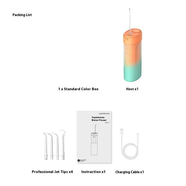 Irrigador bucal portátil con bomba de pistón inalámbrica, resistente al agua IPX7, depósito de 300 ml, 3 modos, recargable por USB-C, batería con más de 30 días de duración._voghion.com