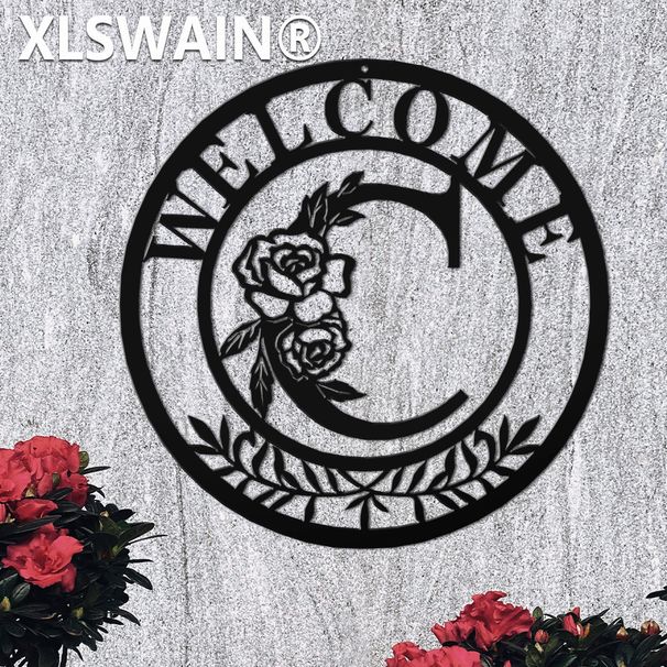 Personalized Metal Name Sign, Welcome Sign Wall Art, Split Letter Emblem Wall Art, Door Welcome Plaque, Suitable For Indoor And Outdoor Decoration_voghion.com