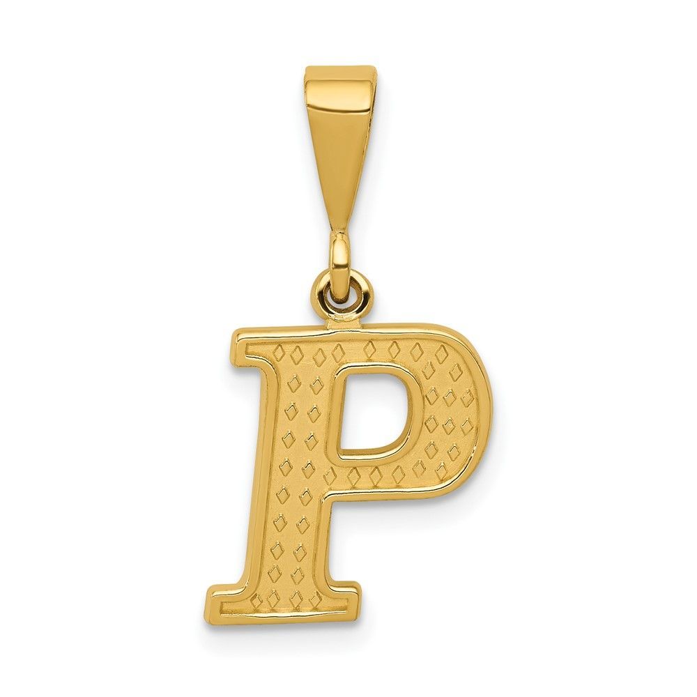 14k Textured Initial P Charm_voghion.com