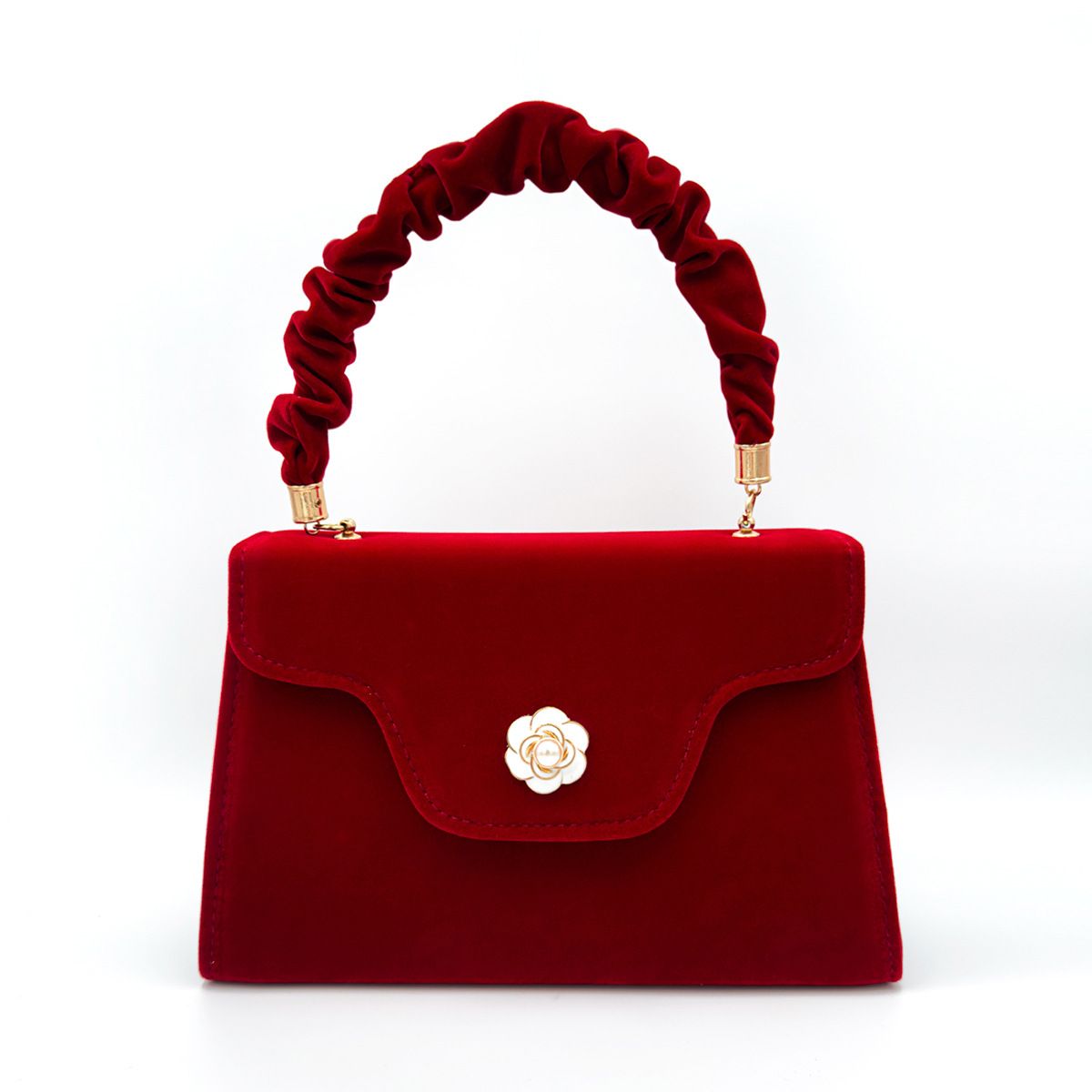 Nuova borsa da sposa di alta qualità in velluto rosso alla moda e festosa, borsa da sposa in camelia_voghion.com