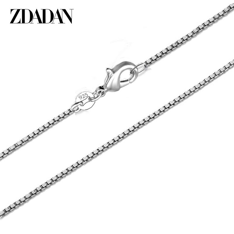 Collana con catena a maglie quadrate in argento sterling 100% autentico ZDADAN da 2 mm per gioielli di moda da donna_voghion.com