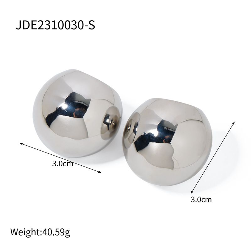 INS internet celebrity trend matching gold stainless steel cool style round ball earrings minimalist jewelry_voghion.com