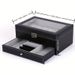 1pc 12 Slot PU Leather Lockable Watch Storage Box, Men's And Women's Jewelry Display Box With Drawer, 2-layer Watch Glasses Display BoxWith Cover_voghion.com