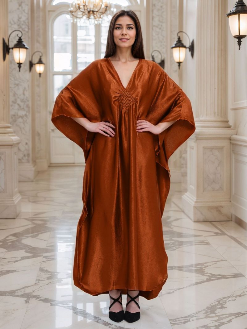 Caftano copricostume di lusso – Tunica ricamata in oro e metallizzato (taglia unica, oro/argento/champagne/rosso scuro/marrone/nero/verde menta/verde scuro/blu navy)_voghion.com