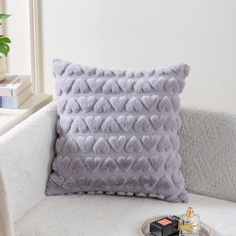 Embroidered Heart Throw Pillow Cover – Soft Polyester Cushion Case For Sofa & Bed (45x45cm/50x50cm/55x55cm, Modern Minimalist)_voghion.com