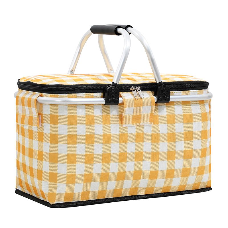 Outdoor Insulation Basket Aluminum Foil Thick Picnic Basket Oxford Cloth Folding Picnic Bag Insulation Box Ice Bag Ice Basket_voghion.com
