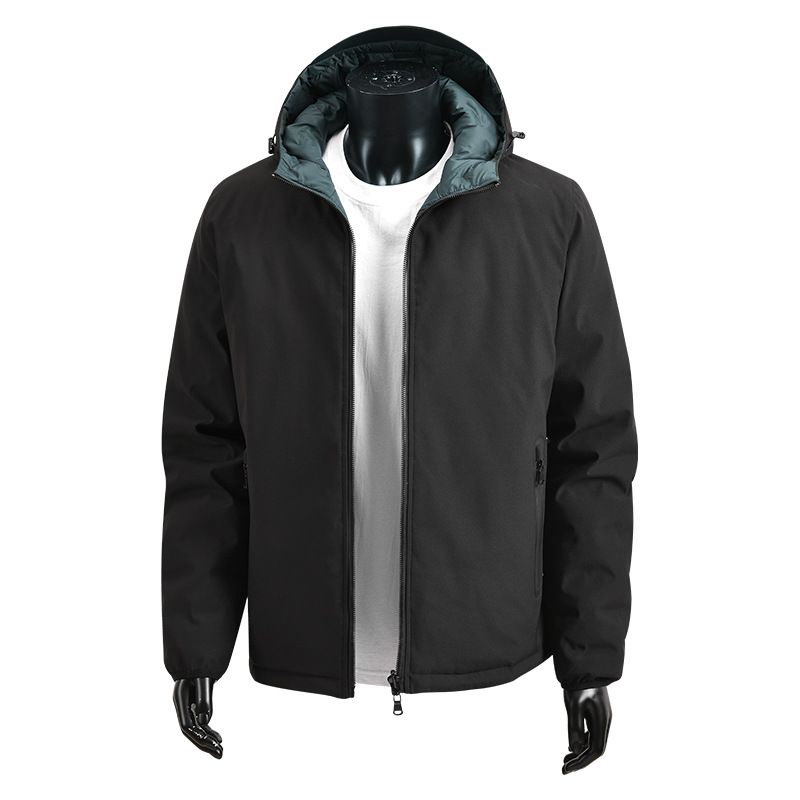 Giacca imbottita bifacciale da uomo, giacca imbottita con cappuccio, giacca imbottita casual da uomo_voghion.com