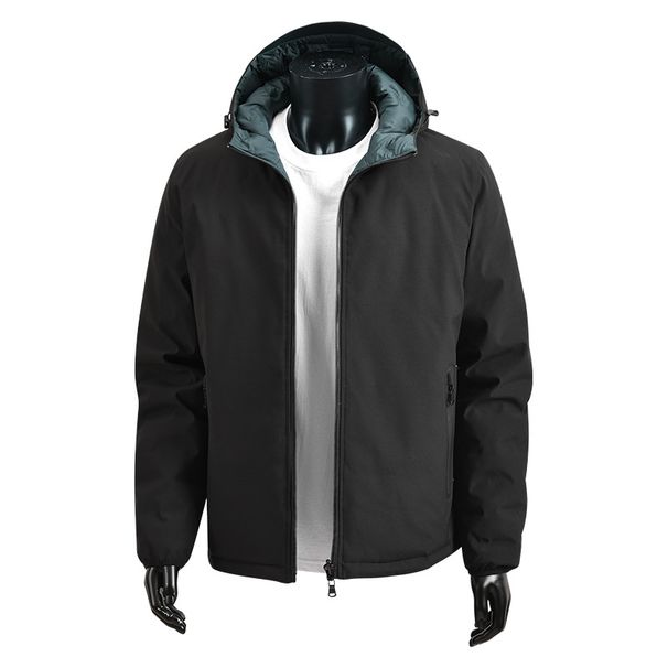 Giacca imbottita bifacciale da uomo, giacca imbottita con cappuccio, giacca imbottita casual da uomo_voghion.com