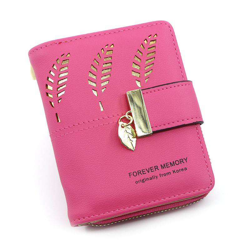 Short Purse Women's Hollowed-out Leaves Buckle Zipper Coin Purse Holding Purse Purse Women's Short Purse_voghion.com