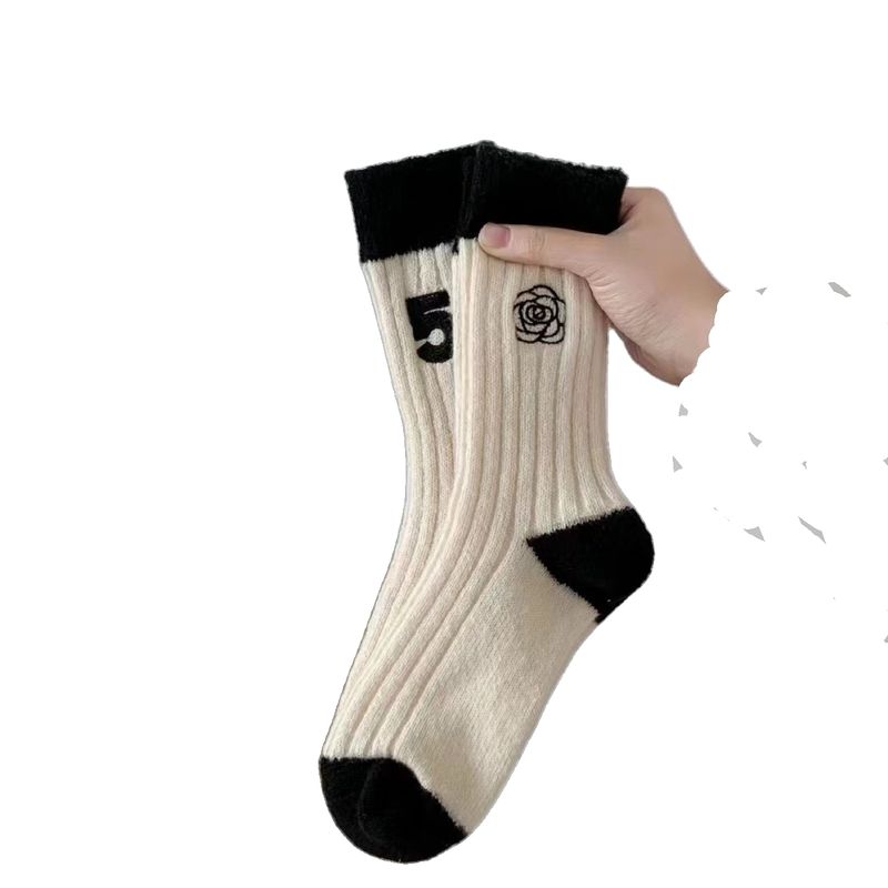 Casual Hundred Tower Trendy Women Anti-cold thickened warm fall and winter cashmere unisex socks_voghion.com