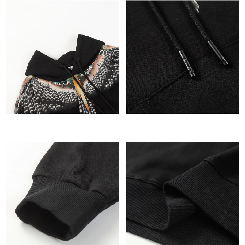 Man's Clothing MB Eagle Wings Print Hoodie Marcelo Trendy Feather Hoodie_voghion.com