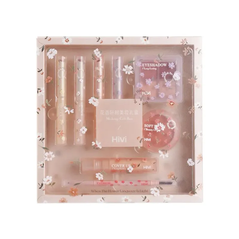 Seturi de machiaj Luciu de buze Angel Glitter Fard de pleoape Paletă Set Machiaj Ruj Kit Cutie Iluminare Glitter Pudră Blush Set Cosmetice_voghion.com