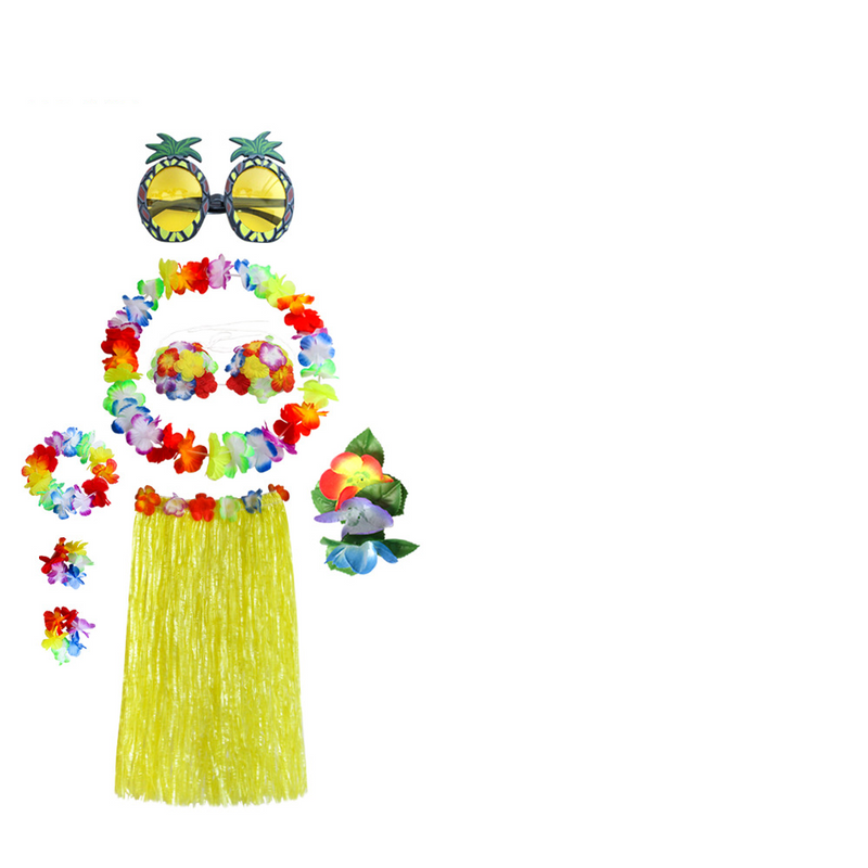 Halloween-Party Strand Hawaiian Hula Kostüm 8 stück Set Maskerade Girlande Kopfschmuck_voghion.com