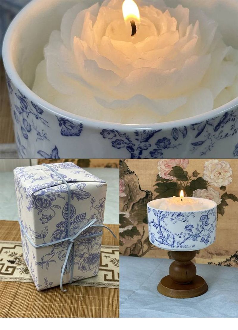Coffret cadeau de bougies parfumées au camélia, élégantes bougies d'aromathérapie florales pour anniversaire, demoiselle d'honneur, Noël, décoration d'intérieur avec cire de soja de qualité supérieure_voghion.com