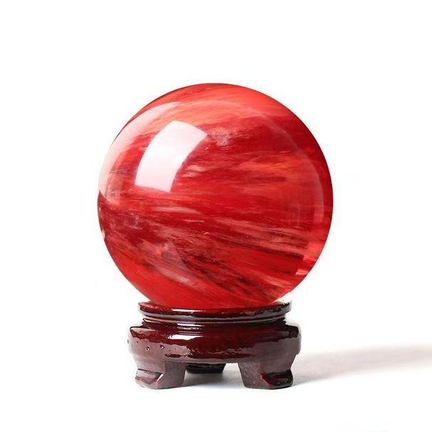 Natural Red Crystal Ball - Brings Good Fortune, Promotes Prosperity, Protects The House, Suitable For Moving, Gift Item For Decoration_voghion.com