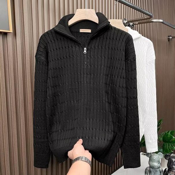 Vīriešu apģērbs Žakarda rāvējslēdzēja džemperis vīriešiem un sievietēm augstas klases džemperis ar garām piedurknēm trikotāžas džemperis Modes un daudzpusīgi topi un jakas_voghion.com