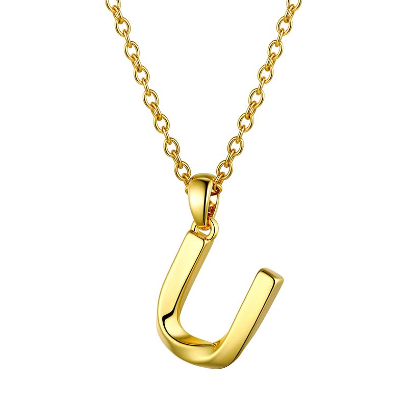 Collier avec initiale en or Laatikui Collier élégant avec pendentif lettre U torsadée en 3D avec nom et monogramme pour femmes et hommes_voghion.com