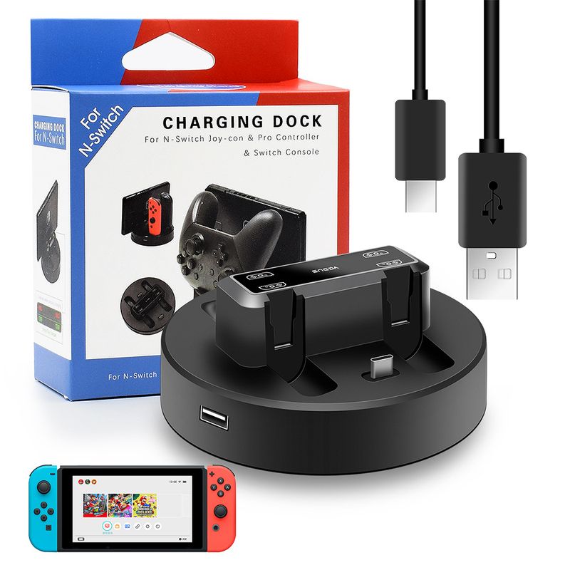 For Nintendo Switch Multifunctional Charger Joy-Con Handle Four Charge Pro Controller Charger Console Charging Dock_voghion.com