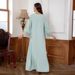 Muslimische Robe Damen Einfaches besticktes Kleid Kaftan Kleider_voghion.com