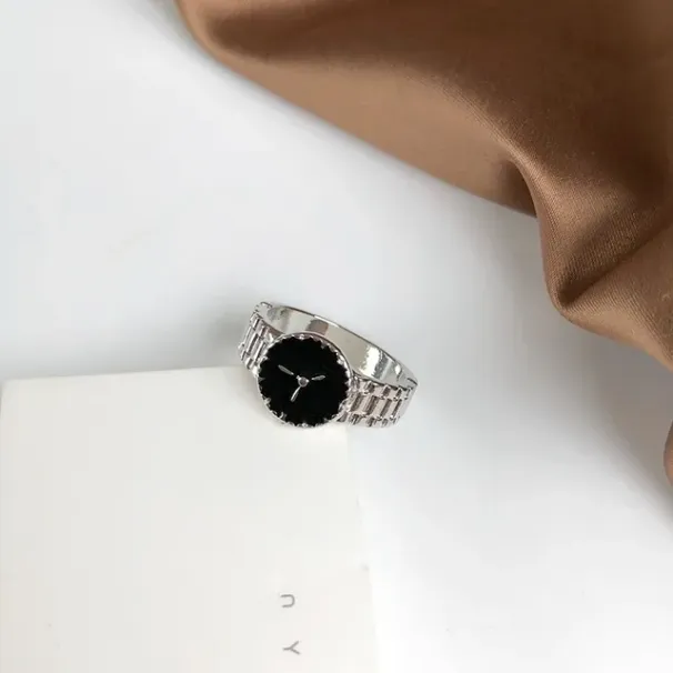 Modischer Unisex-Ring im Vintage-Stil mit Uhrendesign, Retro-Zifferblatt für Damen und Herren, personalisierter Zeigefingerring mit kaltem Wind_voghion.com