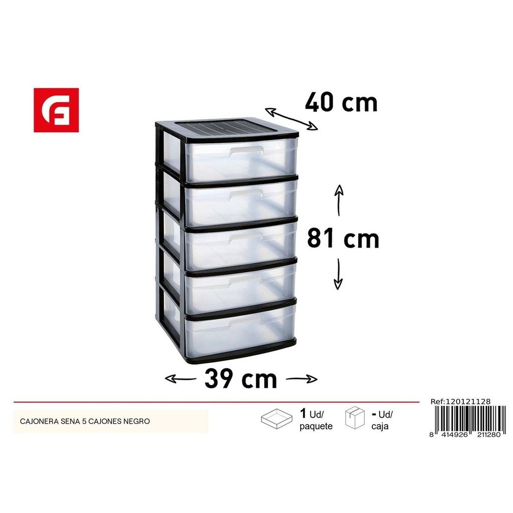 Sena Kommode mit 5 Schubladen, schwarz, für die Organisation zu Hause_voghion.com