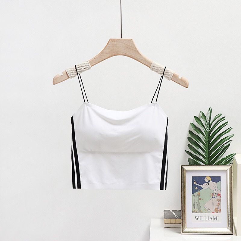 Dipinto ad olio in seta di ghiaccio, casual versatile, bellissima canotta senza spalline sul retro, avvolta sul petto, top per ragazza, biancheria intima da donna_voghion.com