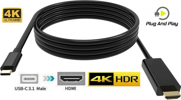 Câble USB-C vers HDMI 4K, adaptateur TV AV, téléphone portable, tablette, HDTV, pour Samsung_voghion.com