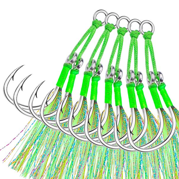 Sea Boat Slow Jigging Eisenplatte Doppelter heller Drahtköder mit Haarhaken Angelzubehör 2 Paare/Packung_voghion.com