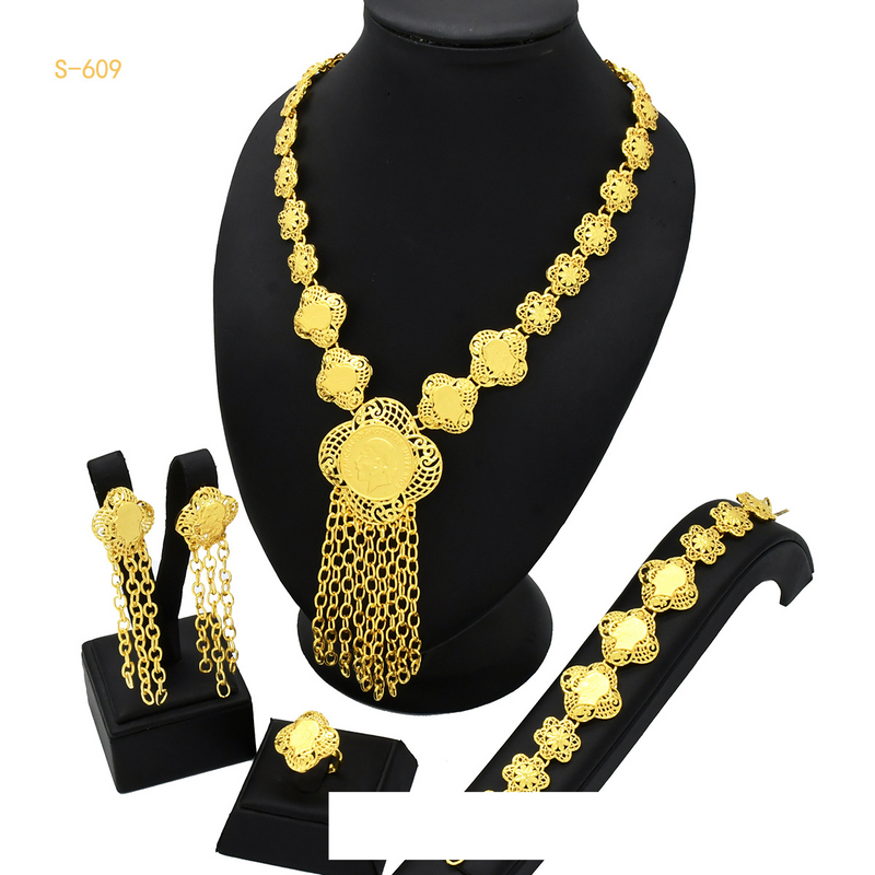 Sargent boucles d'oreilles de mariée collier bracelet bague ensemble de bijoux_voghion.com
