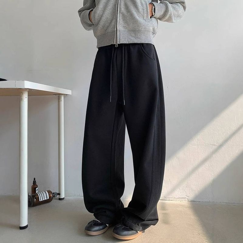 Men's Clothing Autumn And Winter Plus Velvet Trend Straight Machete Casual Pants For Men And Women Loose Harem Banana Trousers Versatile Sweatpants_voghion.com