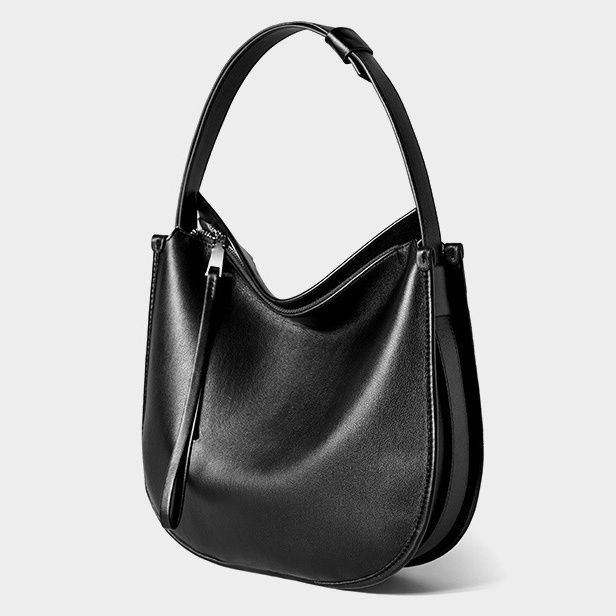 Stylish Slouchy Minimalist Genuine Cowhide Leather Bag - Large Capacity Soft Tote & Bucket Bag For Commute, Shoulder Or Crossbody Carry_voghion.com