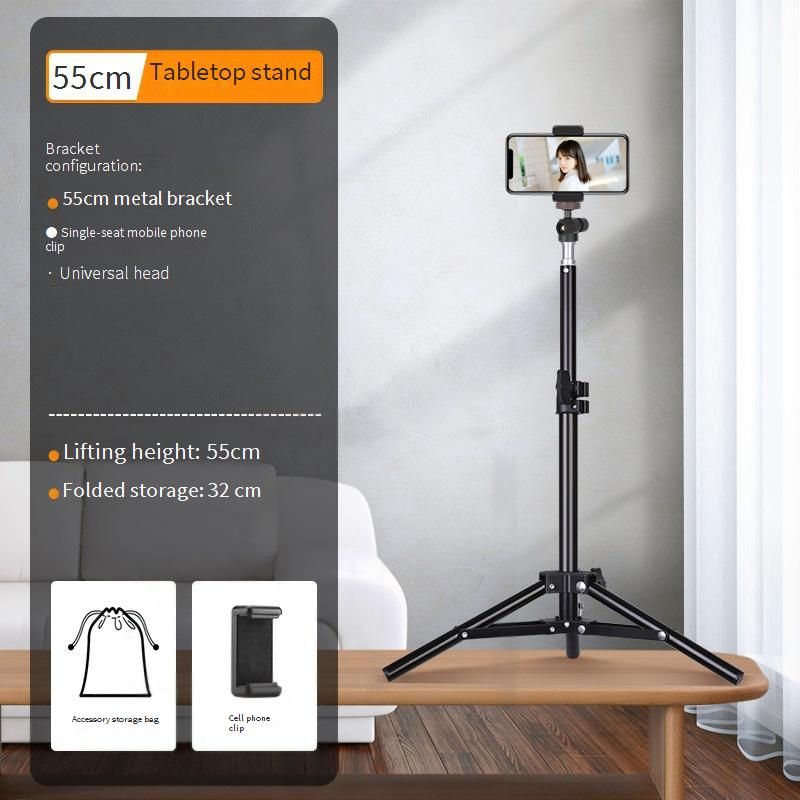 Supporto treppiede professionale per telefono con telecomando Bluetooth - Altezza regolabile (55 cm/1,7 m/2,1 m) per streaming live (include supporto per telefono e borsa per il trasporto)_voghion.com