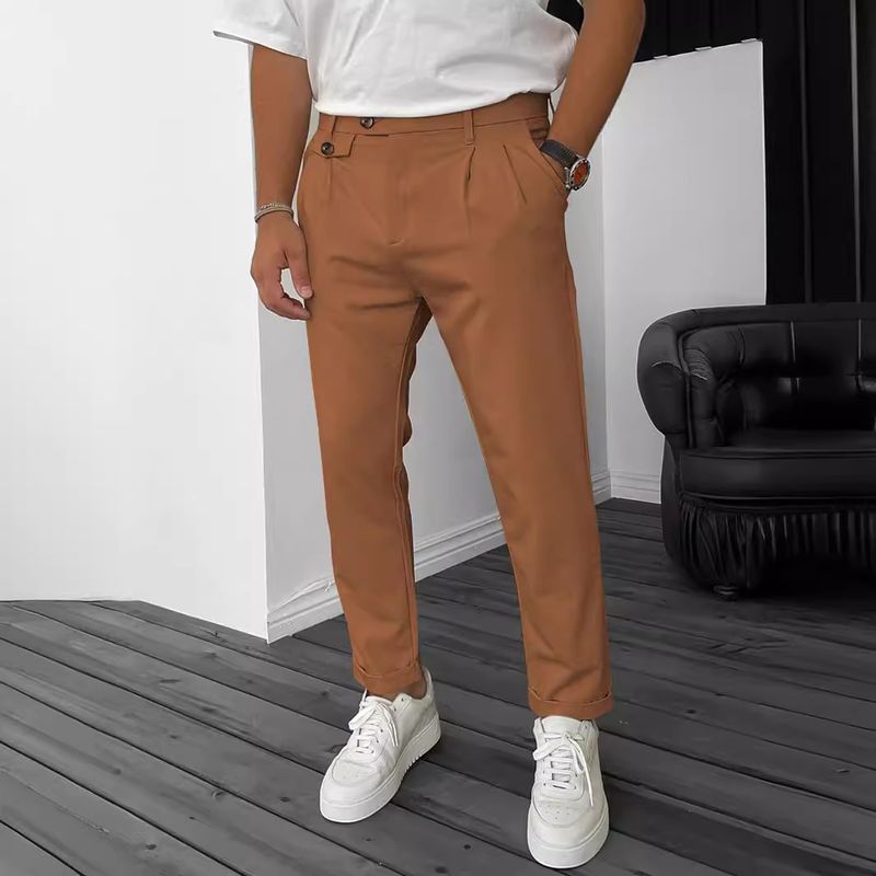 Männerkleeder nei Männer ebenfarweg Casual-Fouss formell Hosen schlank, tapered, waarme Stil fir véier Saisone_voghion.com