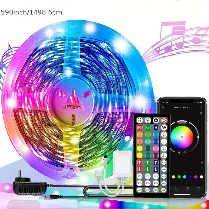 Bandes lumineuses LED de 100 pieds/50 pieds, lumières LED pour chambre à coucher, contrôle par application de lumières LED intelligentes, bricolage de plusieurs couleurs sur une seule ligne, lumières LED à couleur changeante, système de musique_voghion.com