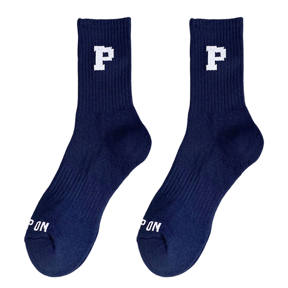 Zhuoxinder 1 Pair Autumn Winter Unisex Socks Letter Print Moisture Absorption Solid Color Korean Middle Tube Socks For Running-Black_voghion.com