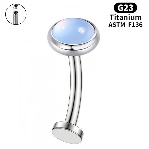 Anello per ombelico piatto con asta curva in lega G23 e zircone F136, gioielli per piercing in titanio puro all'ingrosso_voghion.com