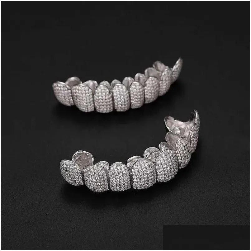 Grillz Griglie Dentali Bocca Personalizzazione Esclusiva Moissanite Denti Ghiacciati Hop Sier Apparecchi Decorativi Dia Reale Bg_voghion.com