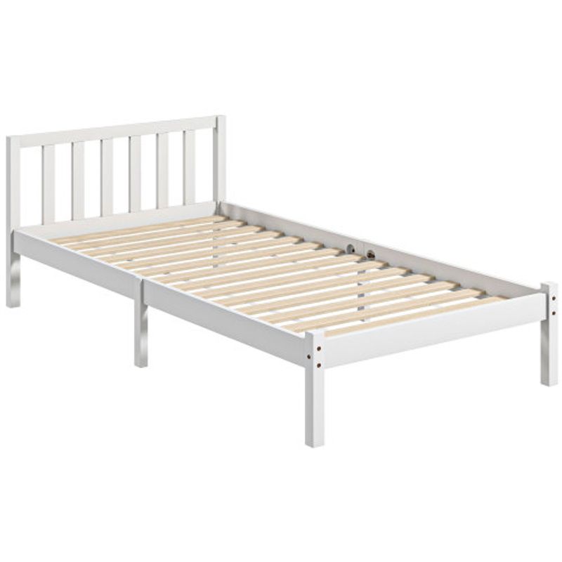 HOMCOM Bettrahmen Holzbett 208 X 96 Cm Mit Lattenrost & Kopfteil, Elegantes Einzelbettgestell Für Schlafzimmer In Weiß_voghion.com