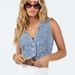 Canotta da donna in denim con scollo a V, modello Hot Girl_voghion.com