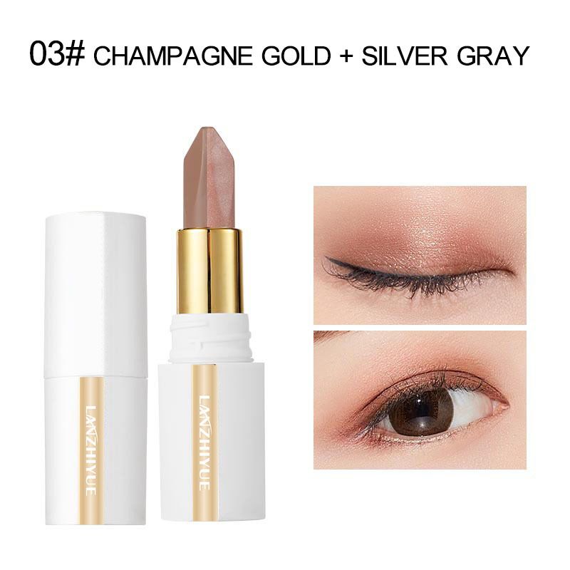 Eye Shadow Lazy Two Color Eyeshadow Pen, Not Easy To Smudge Pearlescent Earth Color High Gloss Eyeshadow Cosmetics_voghion.com