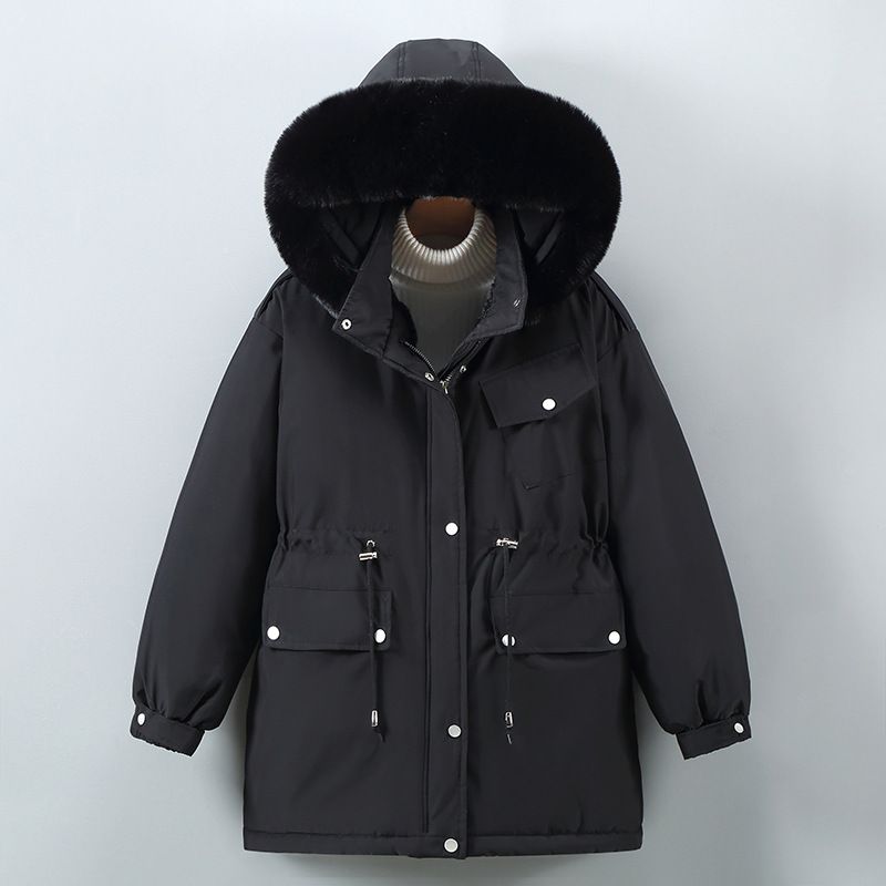 Women's clothing Short parka women's winter coats jacket hooded thickened plus velvet large size warm jacket_voghion.com
