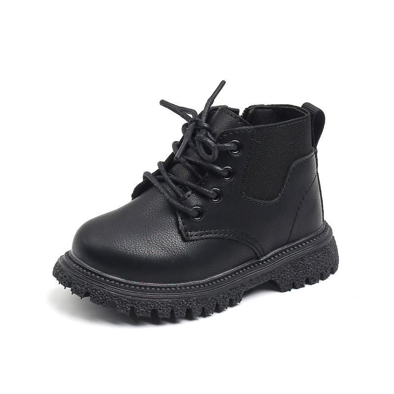 Child's shoes Ankle boots Boys side zipper Fashion Martens girls soft soled single boots solid color_voghion.com