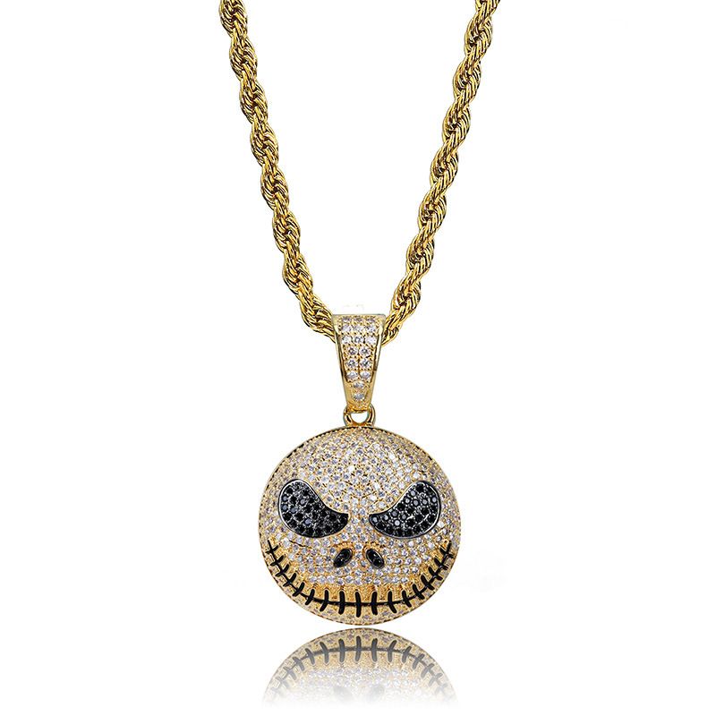 Jack Skellington Jack Skull μενταγιόν Hip Hop Micro Inlaid κολιέ ζιργκόν_voghion.com